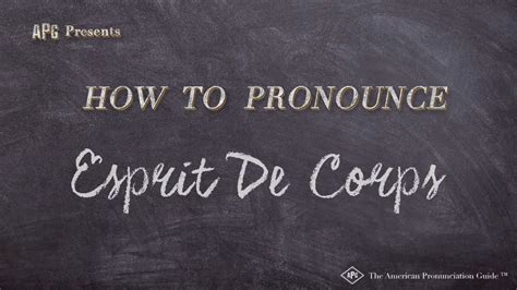 how to pronounce esprit de corps
